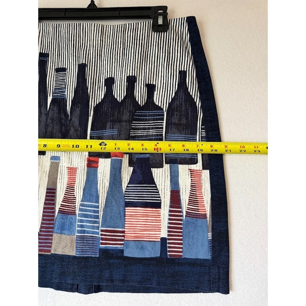 NIC+ZOE Skirt Women 10P Blue Bottle Print Pencil Stretch Artistic Knit Career - Picture 5 of 9